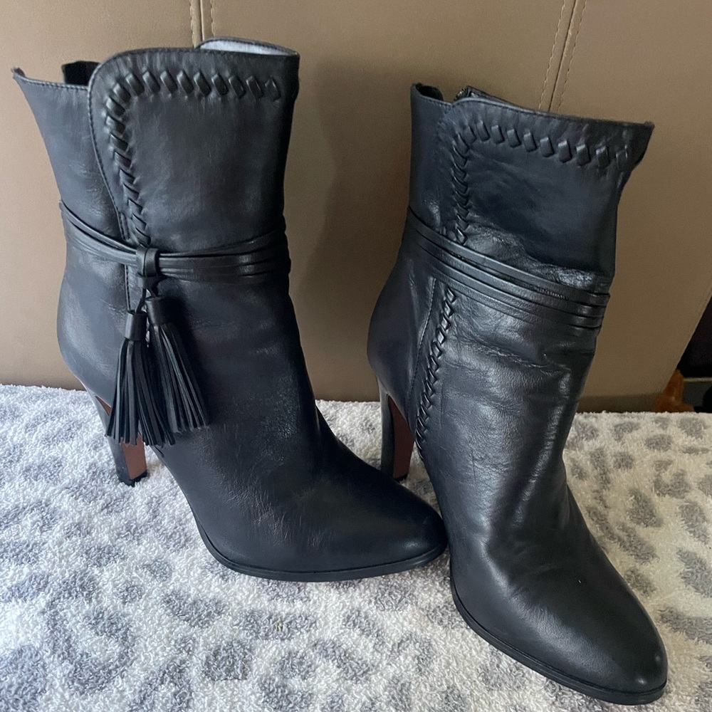 Coach Black Heeled Leather Boots